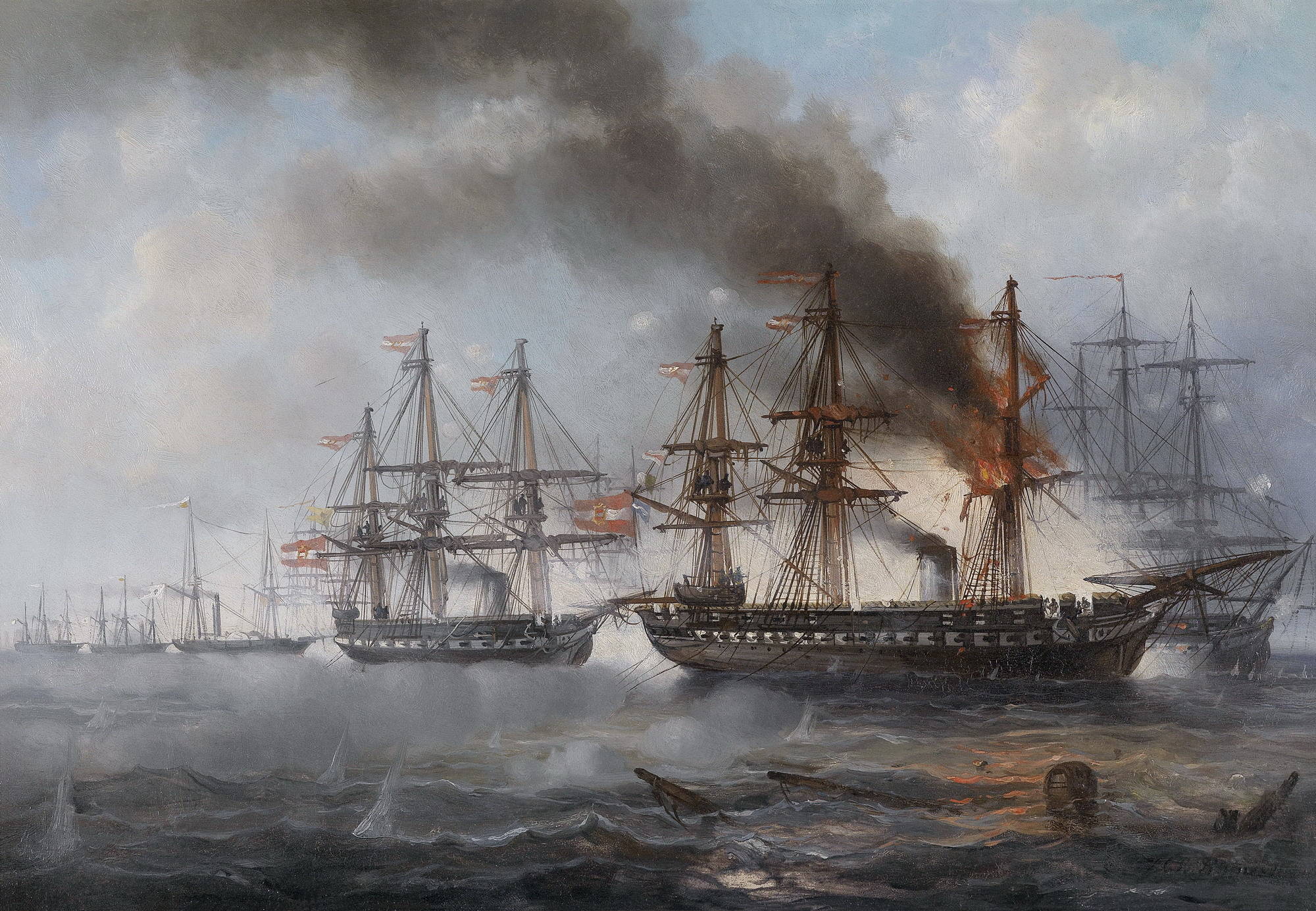 Битва в бухте Гельголанд. 1864 г. Йозеф Карл Бертольд Пютнер