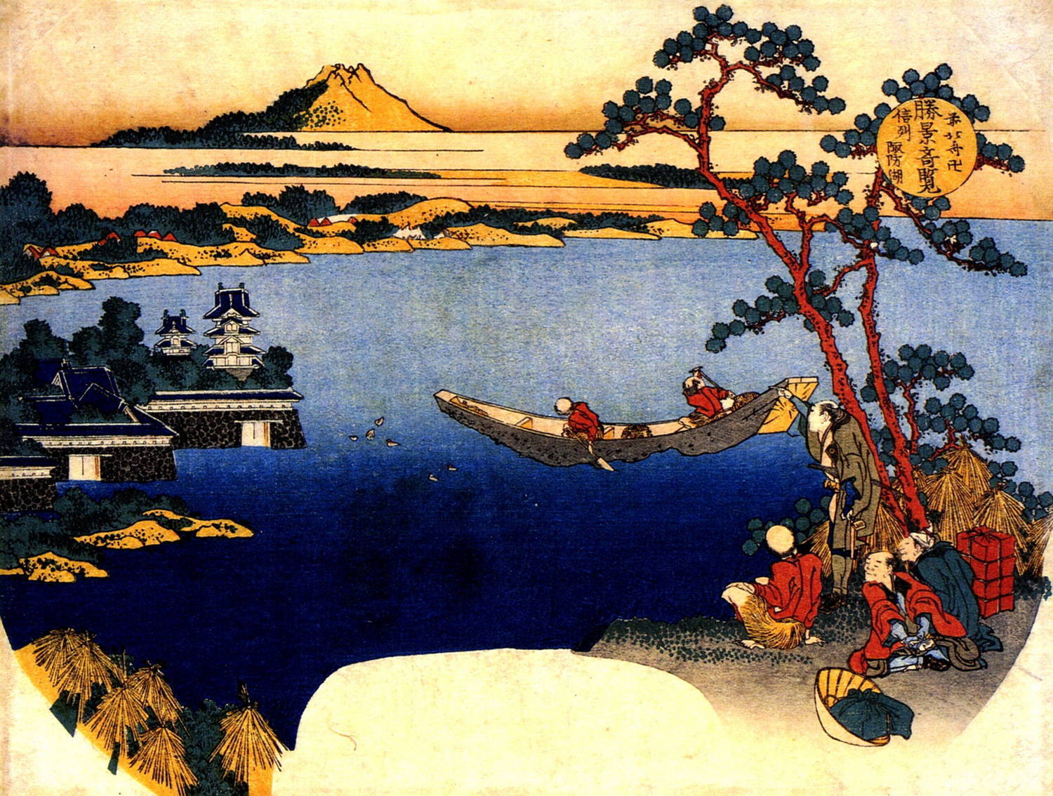 Вид на озеро Сува Кацусика Хокусай