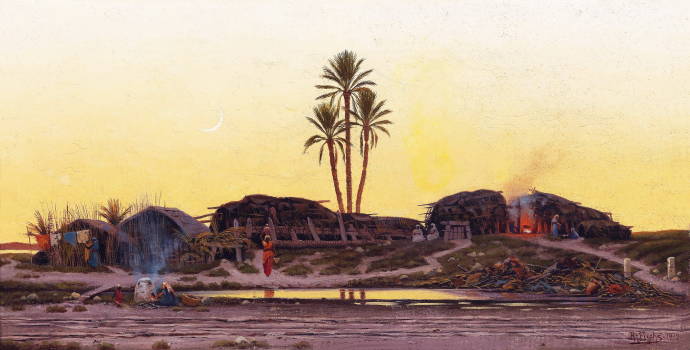 Тунис. Закат в Арабской деревне. 1912 г. / Ричард Фучс - Richard Fuchs