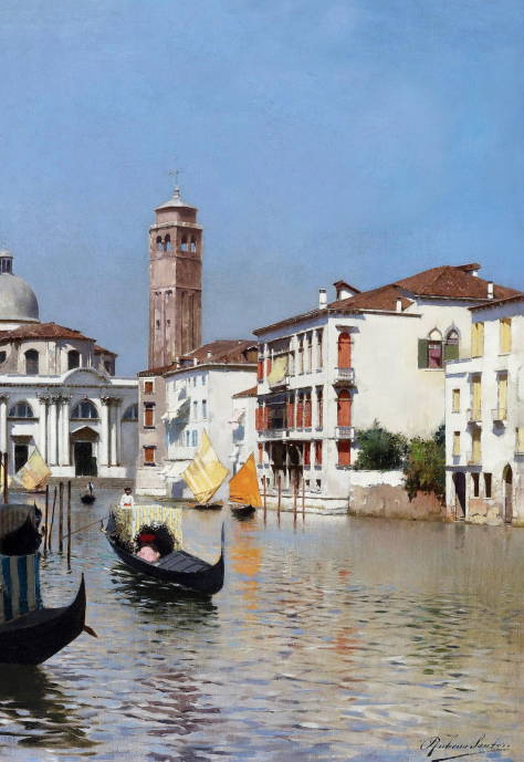 Венецианский канал с гондолами / Рубенс Санторо - Rubens Santoro