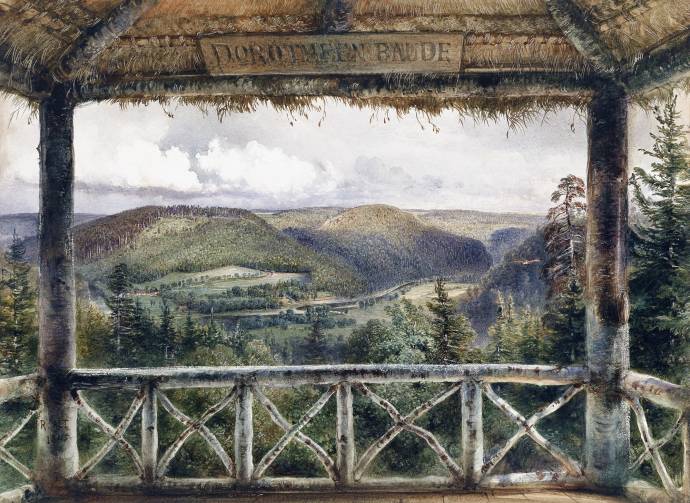 Вид на холмы и леса с балкона / Рудольф фон Альт - Rudolf von Alt
