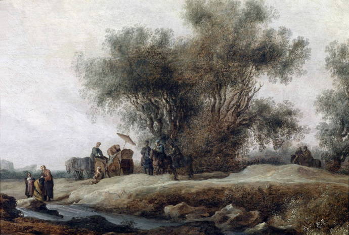 Пейзаж с ручьём и людьми / Саломон  ван Рюздель - Salomon van Ruysdael