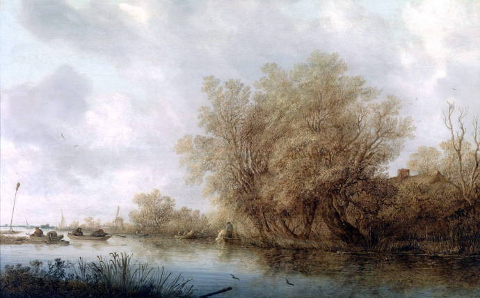 Пейзаж с рыбаками / Саломон  ван Рюздель - Salomon van Ruysdael