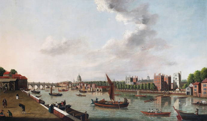 Собор и Вестминстерстский мост за Лондоном / Уильям Джеймс - William James
