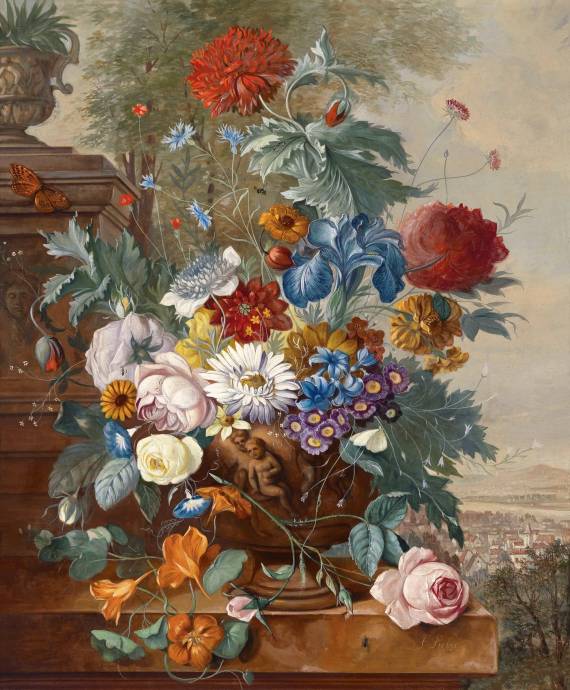 Цветы в каменной вазе / Франц Ксавье Пилер - Franz Xaver Pieler
