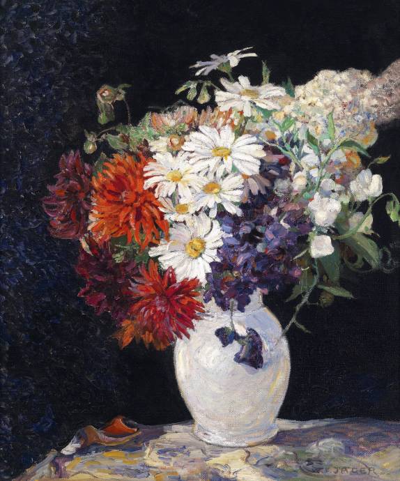 Летние цветы в вазе / Франц Вильгельм Джагер - Franz Wilhelm Jager