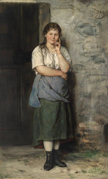 Девушка, стоящая у стены / Франц фон Дефрегер - Franz von Defregger