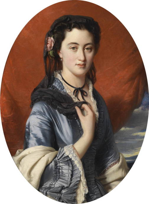 Портрет девушки с розой в волосах / Франц Ксавье Винтерхальтер - Franz Xaver Winterhalter