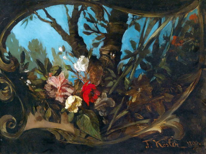 Цветочный натюрморт окружающий нас / Франц Ксавье Кослер - Franz Xaver Kosler