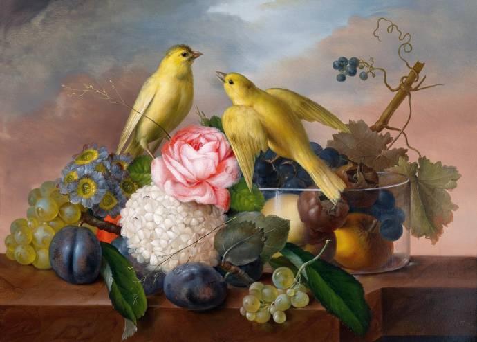 Натюрморт с птицами / Франц Ксавье Петтер - Franz Xaver Petter