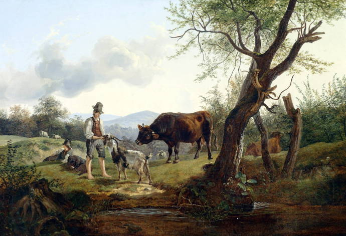 Пастух кормящий козла / Фридрих Гауэрманн - Friedrich Gauermann