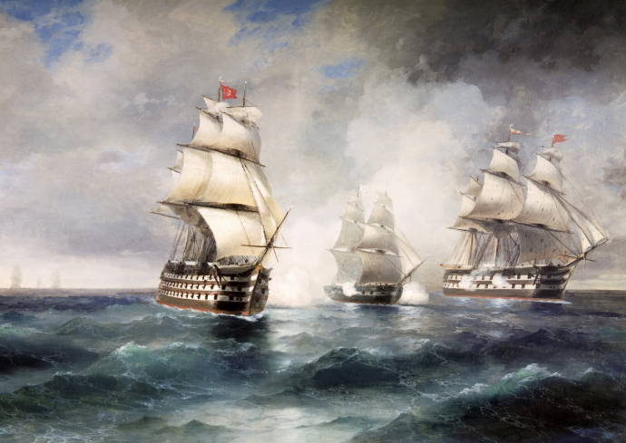 Бриг «Меркурий», атакованный двумя турецкими кораблями / Айвазовский Иван Константинович - Ivan Aivazovsky