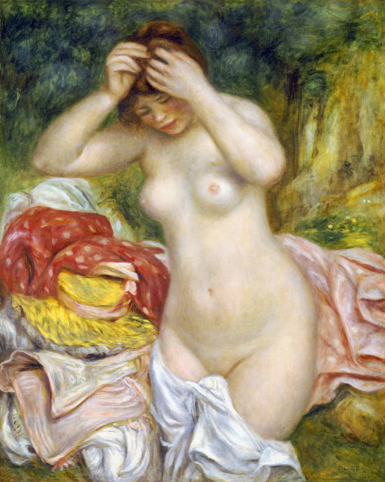 Девушка, распускающая волосы / Пьер Огюст Ренуар - Pierre Auguste Renoir
