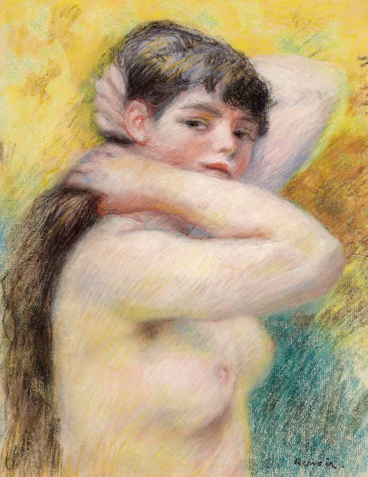 Дама, заплетающая волосы / Пьер Огюст Ренуар - Pierre Auguste Renoir