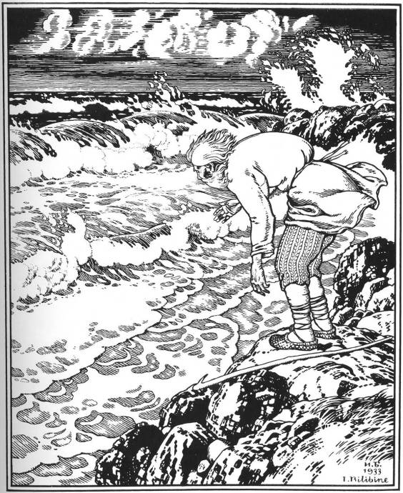 Зарисовка - эскиз к сказке о рыбаке и рыбке. 1933 г. / Билибин Иван Яковлевич - 