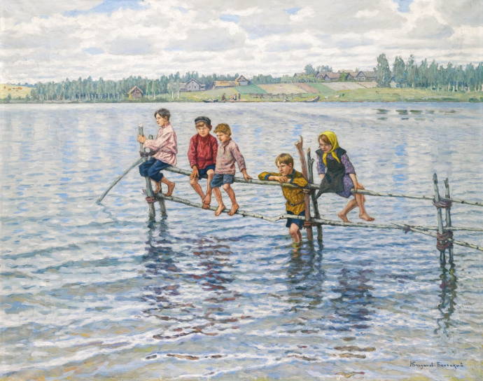 Дети на озере в Латвии / Богданов - Бельский Николай Петрович - Bogdanov