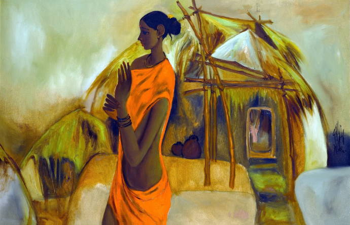 Девушка стоит у хижины / Прабха Б. - Prabha B