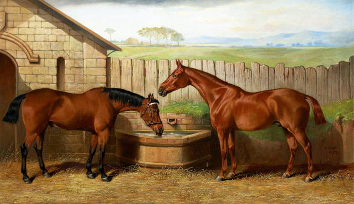 Лошади на скотном дворе. 1872 г. / Эдвард Ллойд - Edward Lloyd