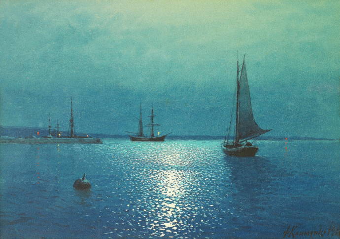 Лунная ночь над заливом. 1862 г. / Клименко Филипп Филиппович - Klimenko Filipp Filippovich