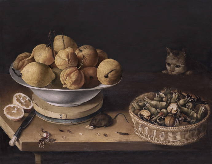 Натюрморт с орехами, крысой и лимонами / Георг Флигель - Georg Flegel