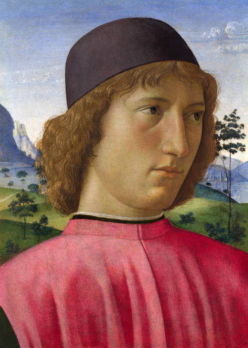 Портрет юноши на фоне гор / Доменико Гирландайо - Domenico Ghirlandaio