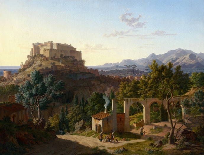 Пейзаж с замком Масса ди Каррара / Лео фон Кленце - Leo von Klenze
