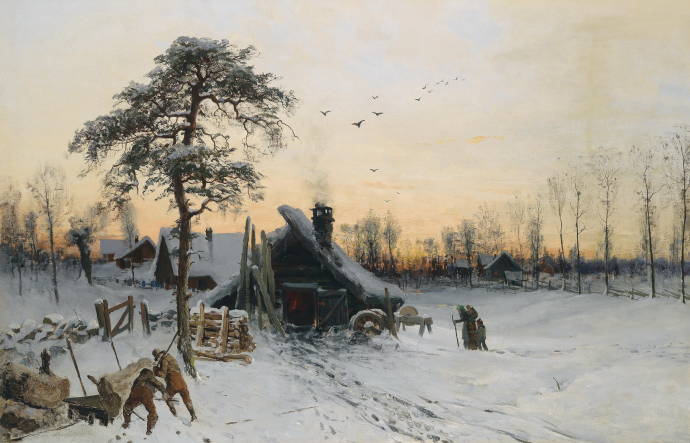 Зимний пейзаж в вечернем свете / Людвиг Мунте - Ludwig Munthe