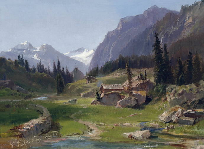 Домик с видом на горы. 1855 г. / Людвиг Халушка - Ludwig Halauska