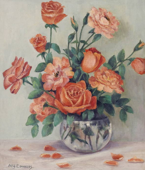 Розы в стеклянной вазе / Мэри Эдвардс - Mary Y