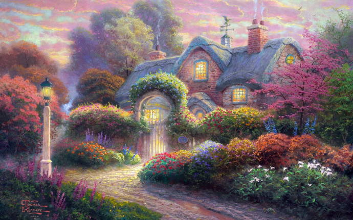 Дом, спрятанный в цветнике / Томас Кинкэйд - Thomas Kinkade