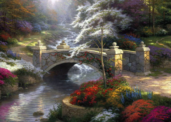 Мост, утопающий в цветах / Томас Кинкэйд - Thomas Kinkade