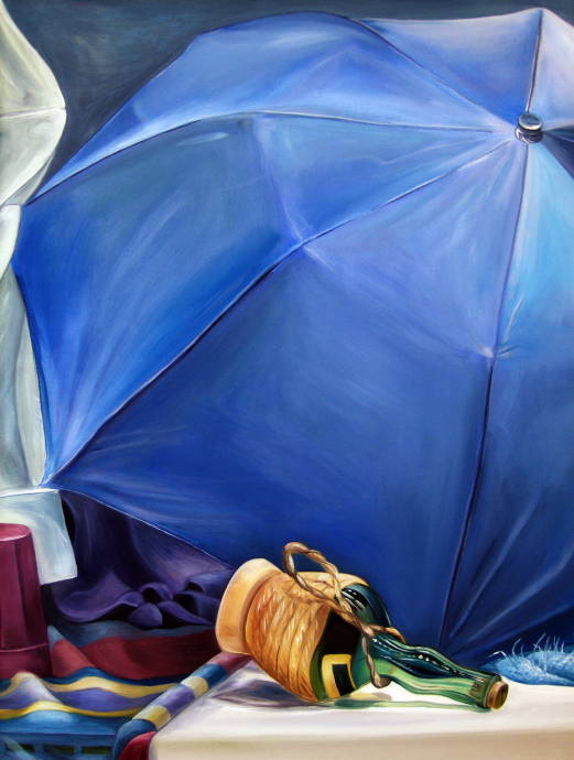 Бутылка и синий зонт / Работа неизвестного автора 999