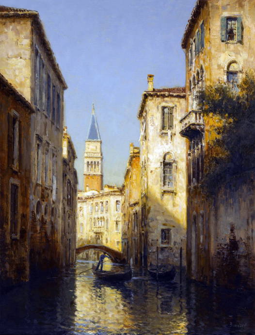 Венецианский канал с гондолой / Антуан Бувард / Алдин Марк - Antoine Bouvard 