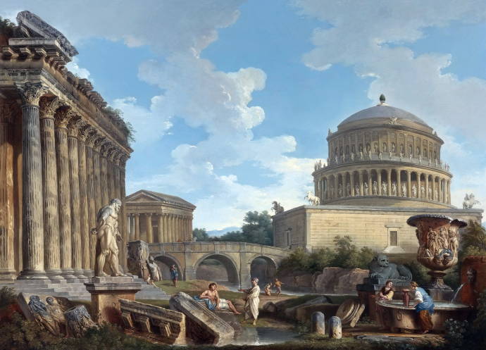 Мавзолей Адриана, храм удачи Вирилис и Базилика / Джованни Паоло Панини - Giovanni Paolo Panini