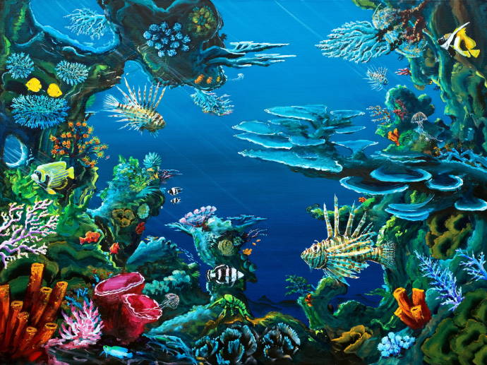 Подводный мир. Зарисовка у рифа / Работа неизвестного автора 999