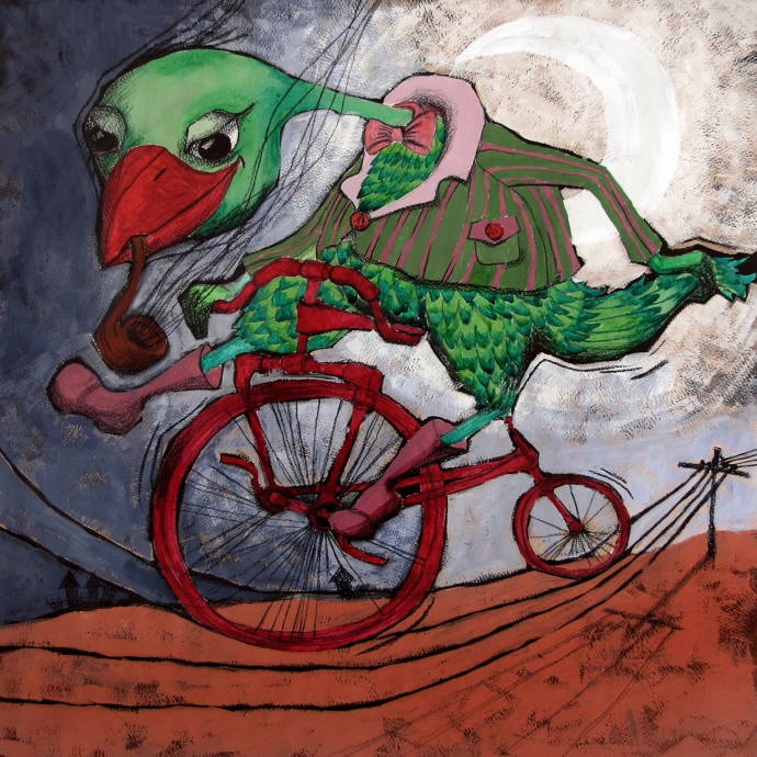 Красный велосипед / Работа неизвестного автора 039