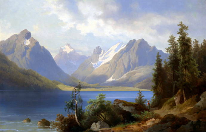 Горный пейзаж с озером / Йозеф Тома - Josef Thoma