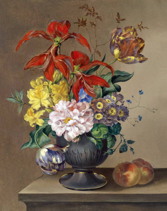 Натюрморт с цветами и персиками / Мария Лустау - Maria Loustau