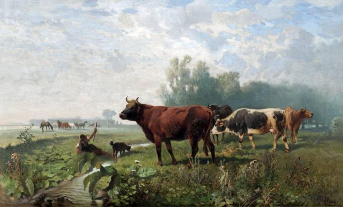 Пейзаж с коровами / Ханс Хааг - Hans Haag