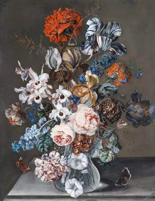 Натюрморт с цветами и бабочками / Йозеф Вундсэм - Josef Wundsam