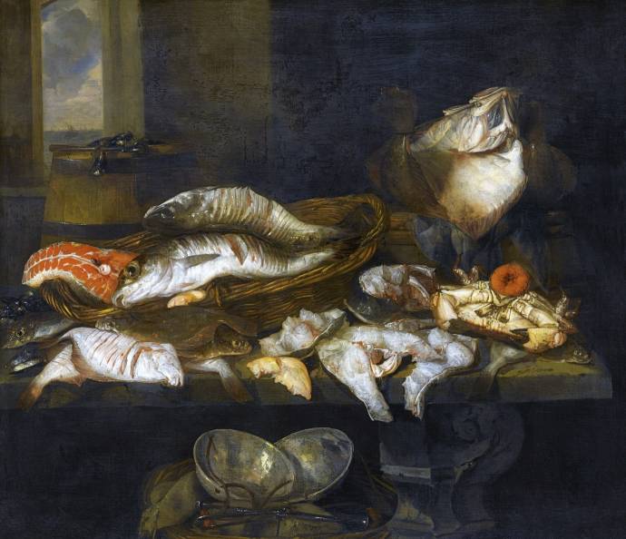 Натюрморт из рыб северного моря / Абрам ван Бейерен - Abraham van Beyeren