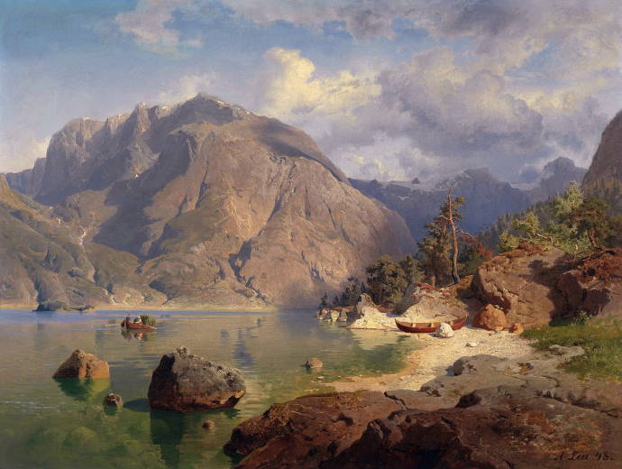 Горное озеро. 1848 г. / Август Вильгельм Лей - August Wilhelm Leu