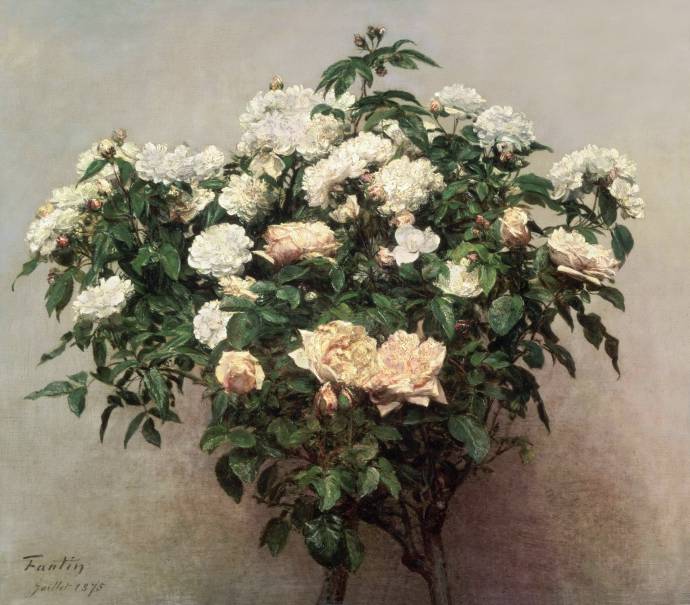 Натюрморт с белыми розами / Анри Фантен Латур - Henri Fantin Latour