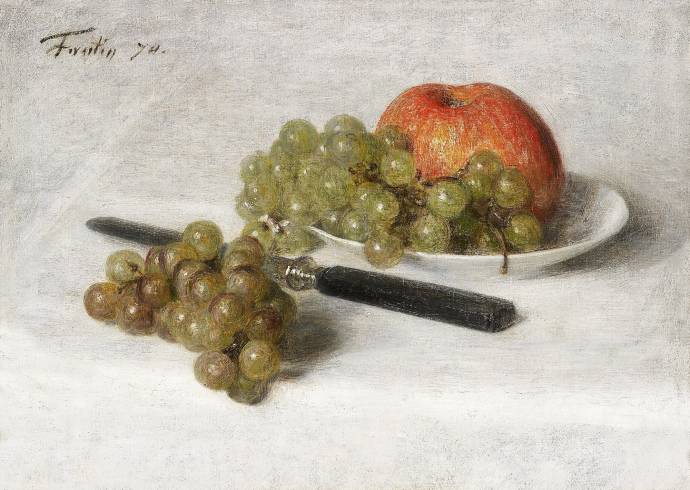 Натюрморт с виноградом и ножом / Анри Фантен Латур - Henri Fantin Latour