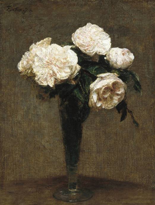 Белые розы в вазе / Анри Фантен Латур - Henri Fantin Latour