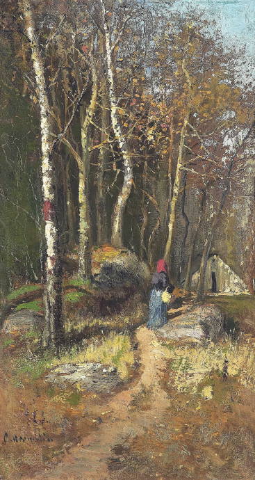 Весенние пейзажи с девушкой на опушке леса / Олоф Хермелин - Olof Hermelin