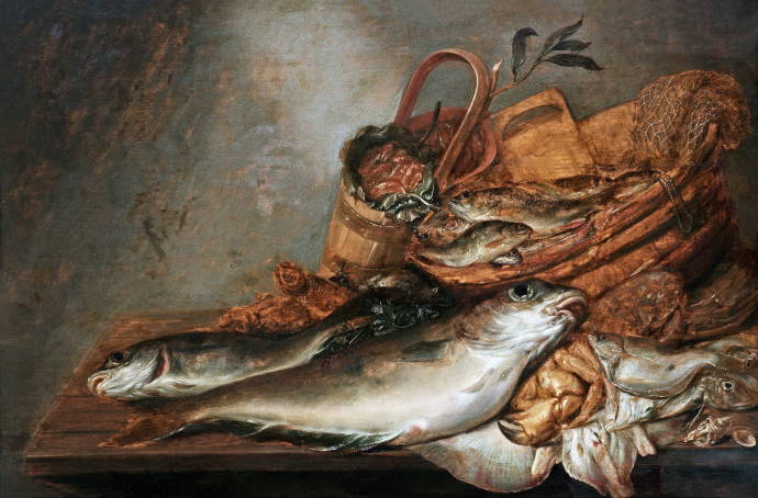 Натюрморт с рыбой и крабами / Питер ван Шайенборг - Pieter van Schaeyenborgh