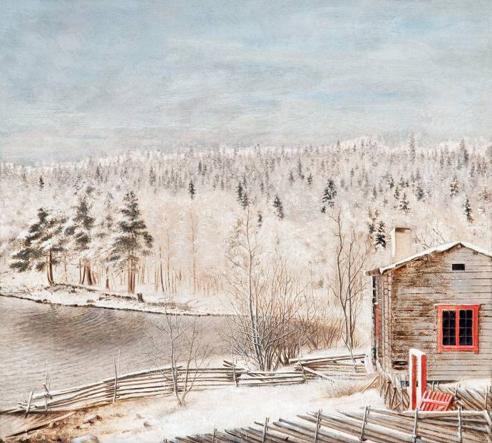 Зимний пейзаж с озером / Фердинанд фон Райт - Ferdinand von Wright