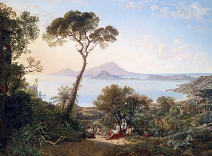 Вид на средиземноморскую лагуну. 1836 г. / Фридрих Август Элсейсер - Friedrich August Elsasser