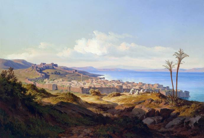 Город и озеро Тверия в 1869 г. / Эдмунд фон Вёрндл - Edmund von Worndle